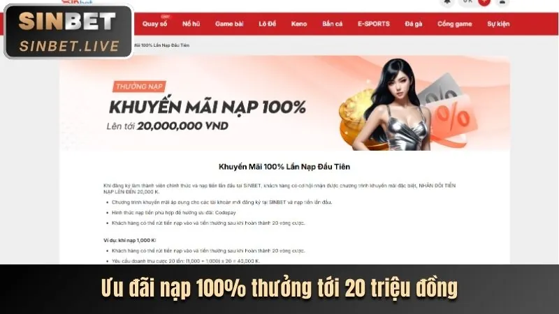Khuyến mãi chào mừng 100% cho thành viên mới